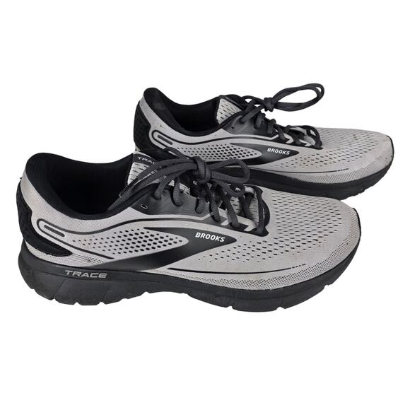 BROOKS MEN'S GRAY BLACK TRACE 2 RUNNING SHOE MESH RUBBER SIZE 12 WIDE 2E - Picture 1 of 11